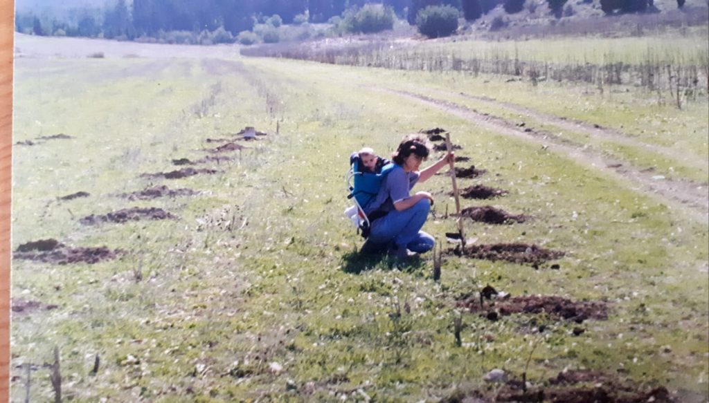 Dina and Jonathan planting vinyard